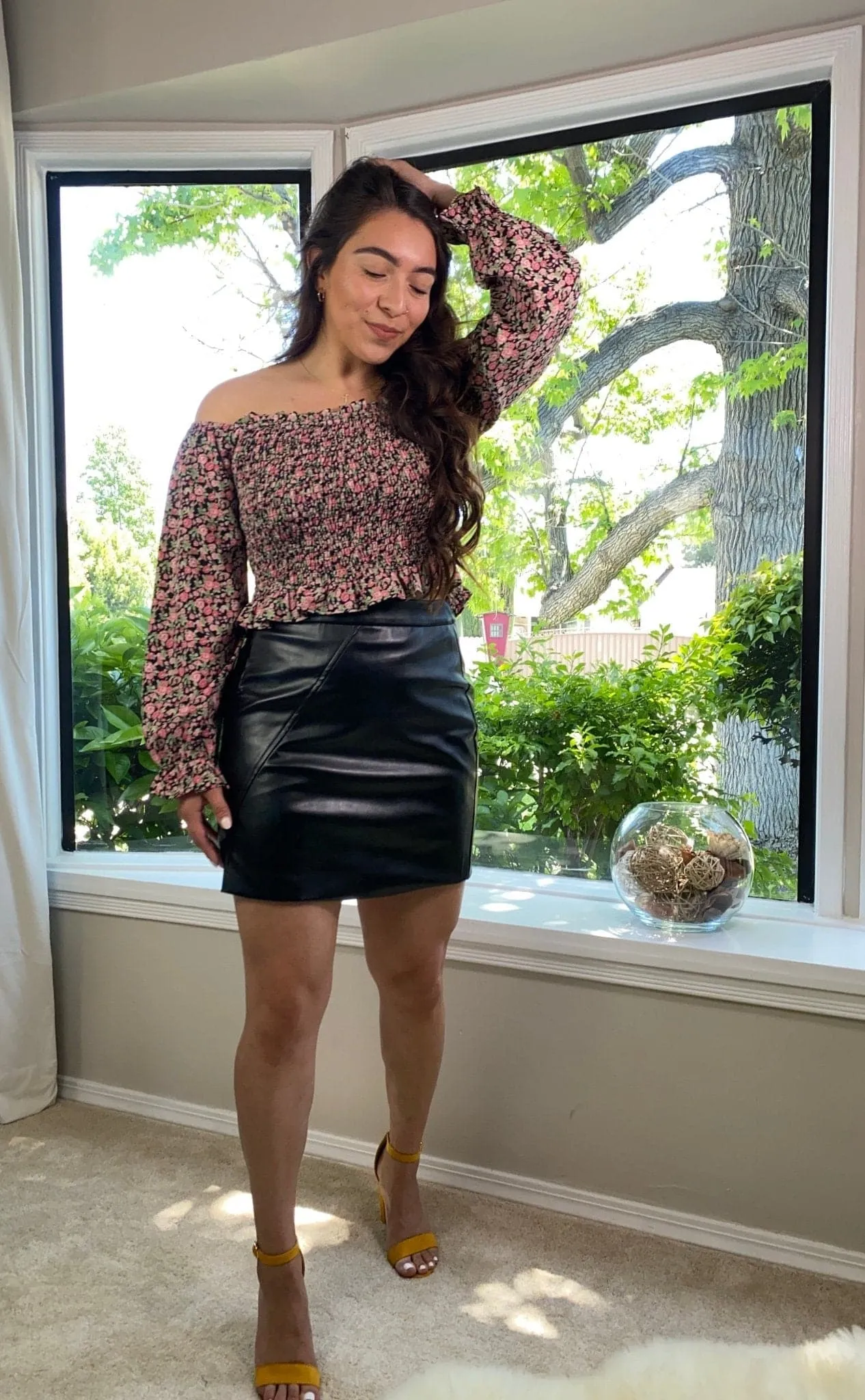 Amanda Floral Off The Shoulder Crop Top