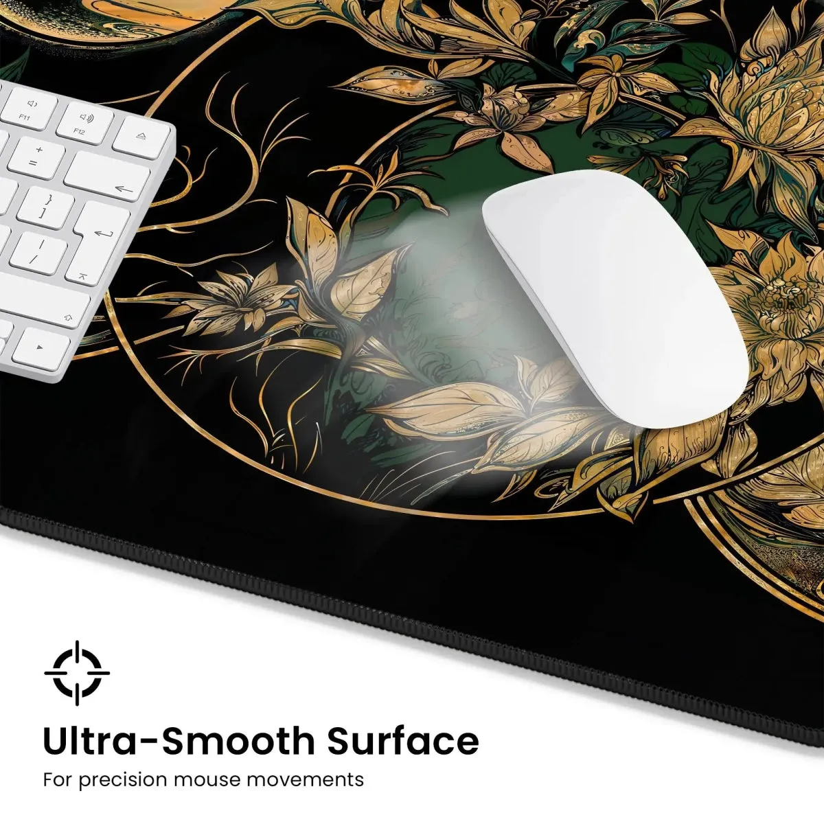 Art Nouveau Celestial Moon Desk Mat – Witch Aesthetic Gaming Mouse Pad