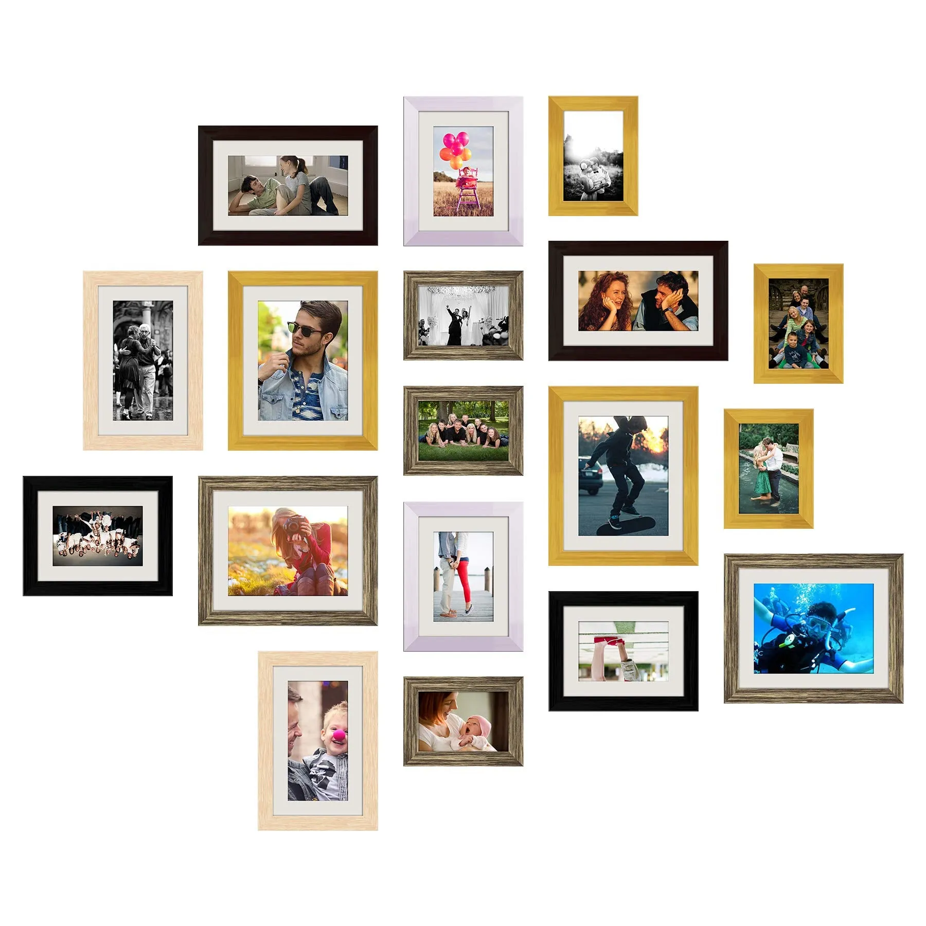 ArtzFolio Wall Photo Frame D379 | Wall Photo Frame Collage for Living Room | Picture Frames Home & Wall Decoration | Set of 18 Units | 4x6-6 Unit | 6x8-4 Unit | 6x10-4 Unit | 8x10-4 Unit