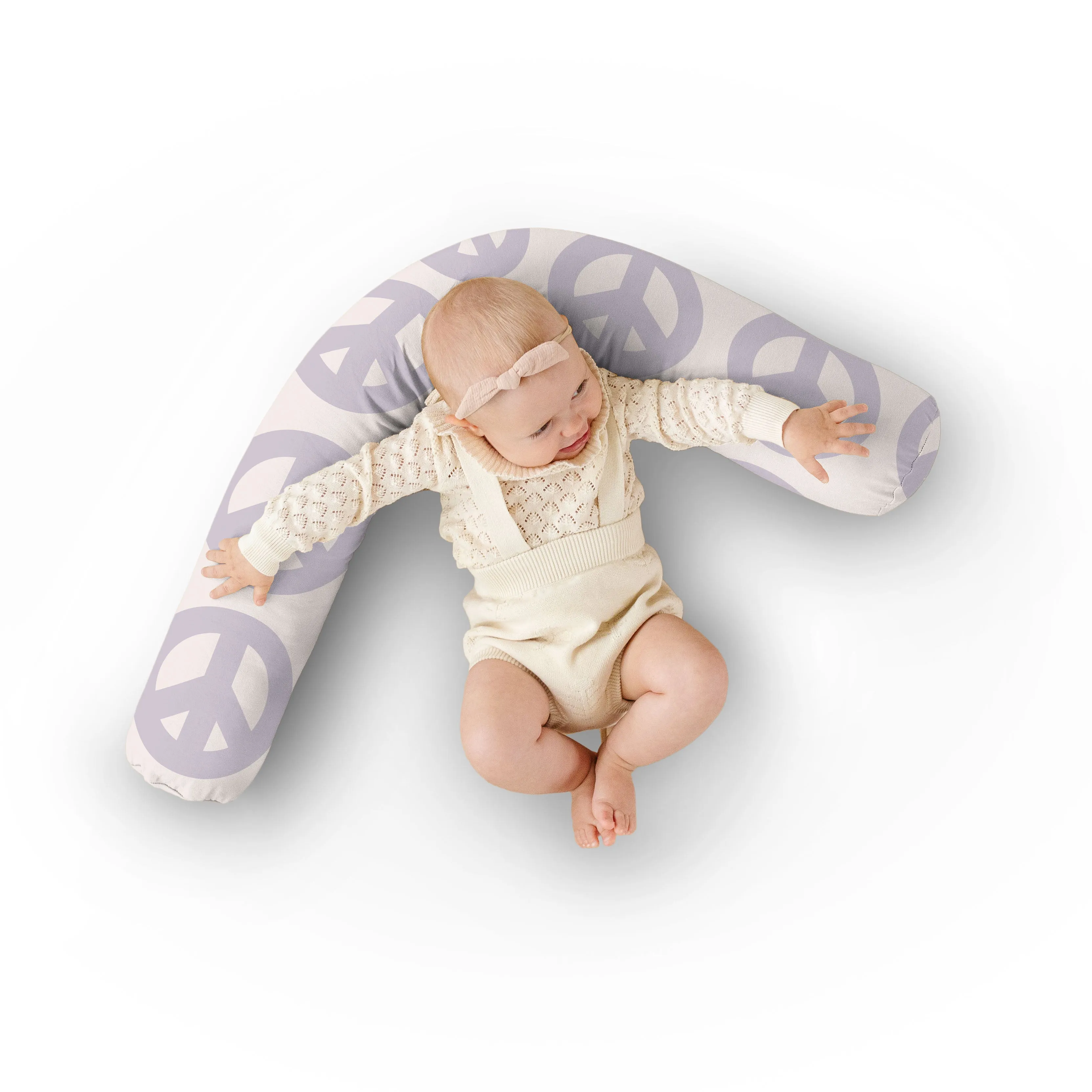 Cream Peace Sign Support Pillow