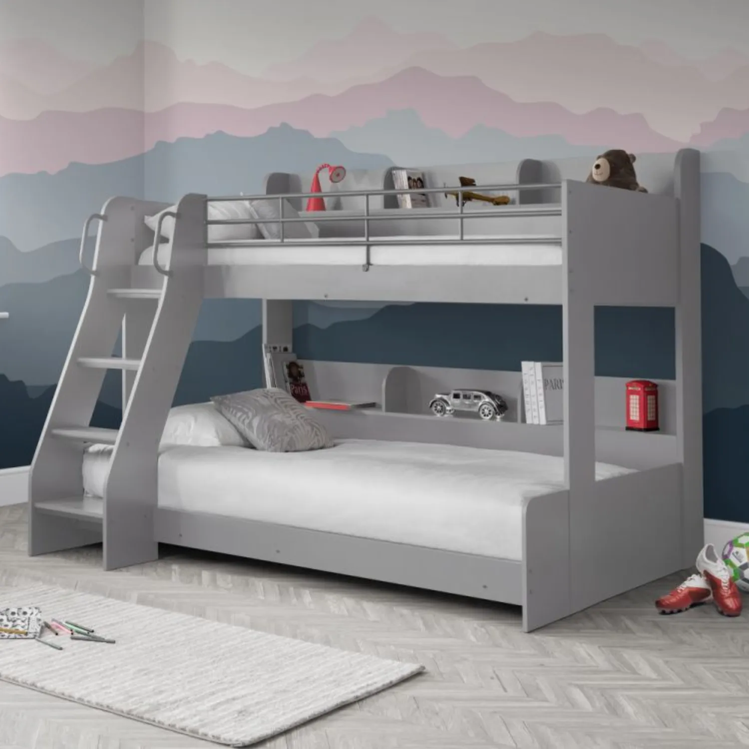 Domino Triple Sleeper Bunk Bed Light Grey