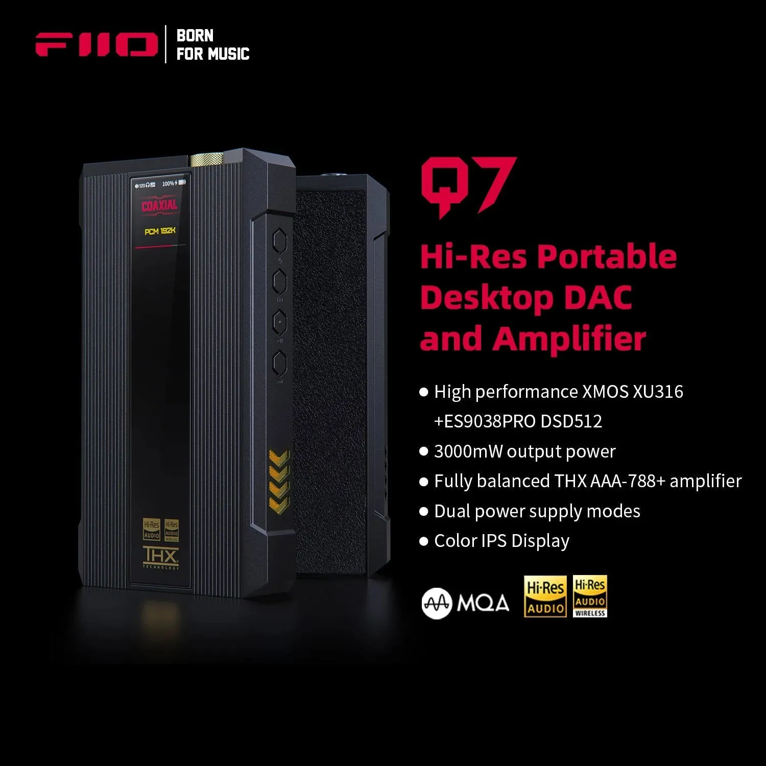FiiO Q7 Flagship Desktop-Class Amplifier MQA Decoder Portable Bluetooth Digital USB DAC/AMP