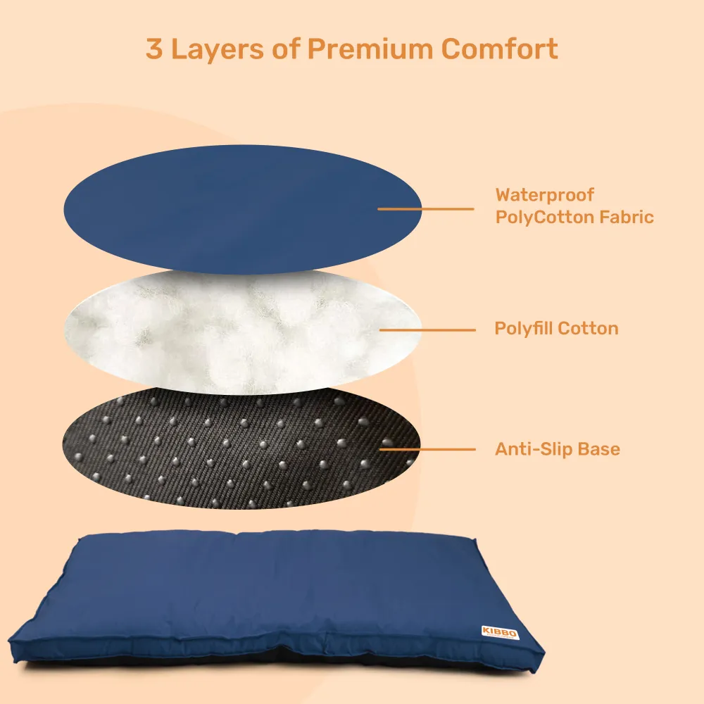 Kibbo Waterproof Flat Bed for Dogs and Cats (Blue)