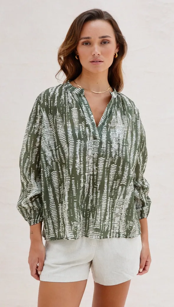 MAE BLOUSE - FOREST AND CLOUD
