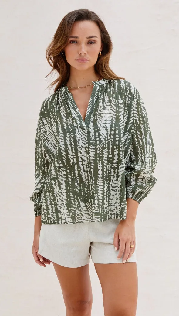 MAE BLOUSE - FOREST AND CLOUD