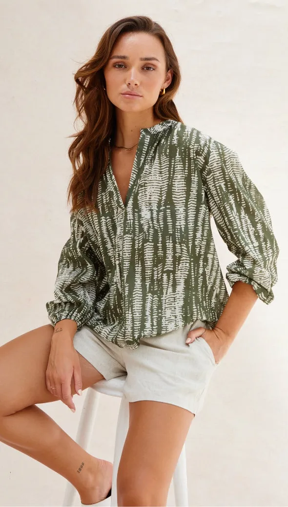 MAE BLOUSE - FOREST AND CLOUD