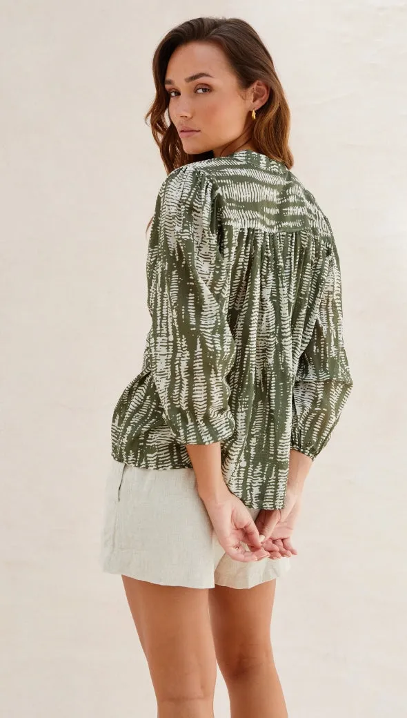 MAE BLOUSE - FOREST AND CLOUD