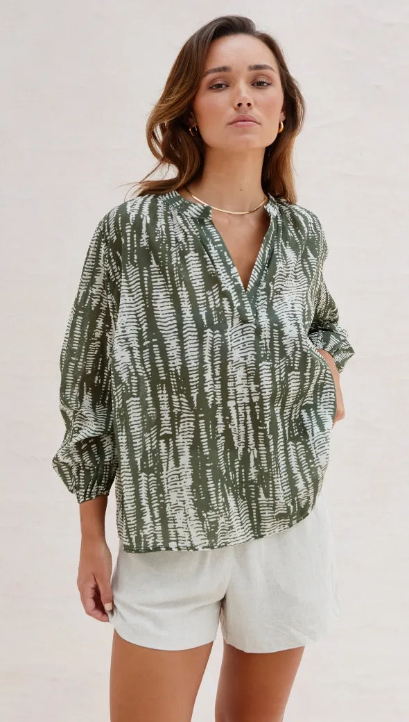 MAE BLOUSE - FOREST AND CLOUD