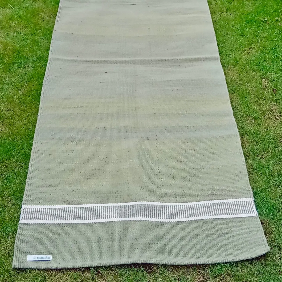 Om | Herbal Cotton Dyed Yoga Mat | Rug - Tulsi Green