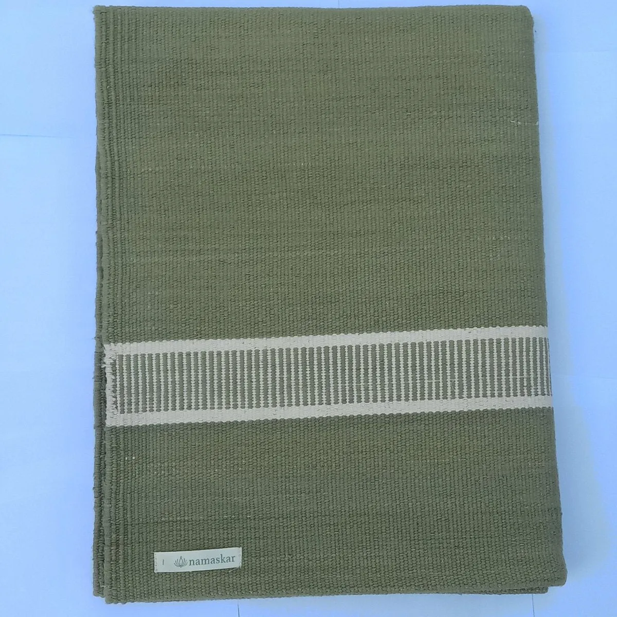 Om | Herbal Cotton Dyed Yoga Mat | Rug - Tulsi Green