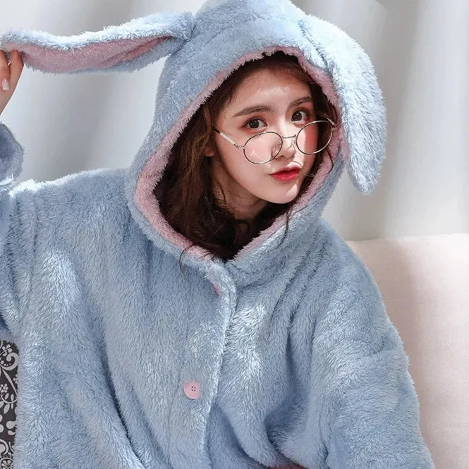 Plus Velvet Coral Velvet Pajamas Nightgown  Cute Bathrobe and Nightdress for Women