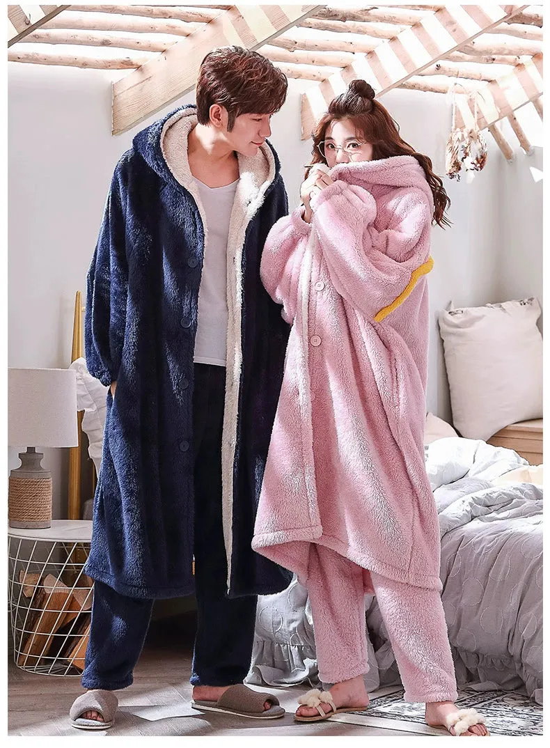 Plus Velvet Coral Velvet Pajamas Nightgown  Cute Bathrobe and Nightdress for Women