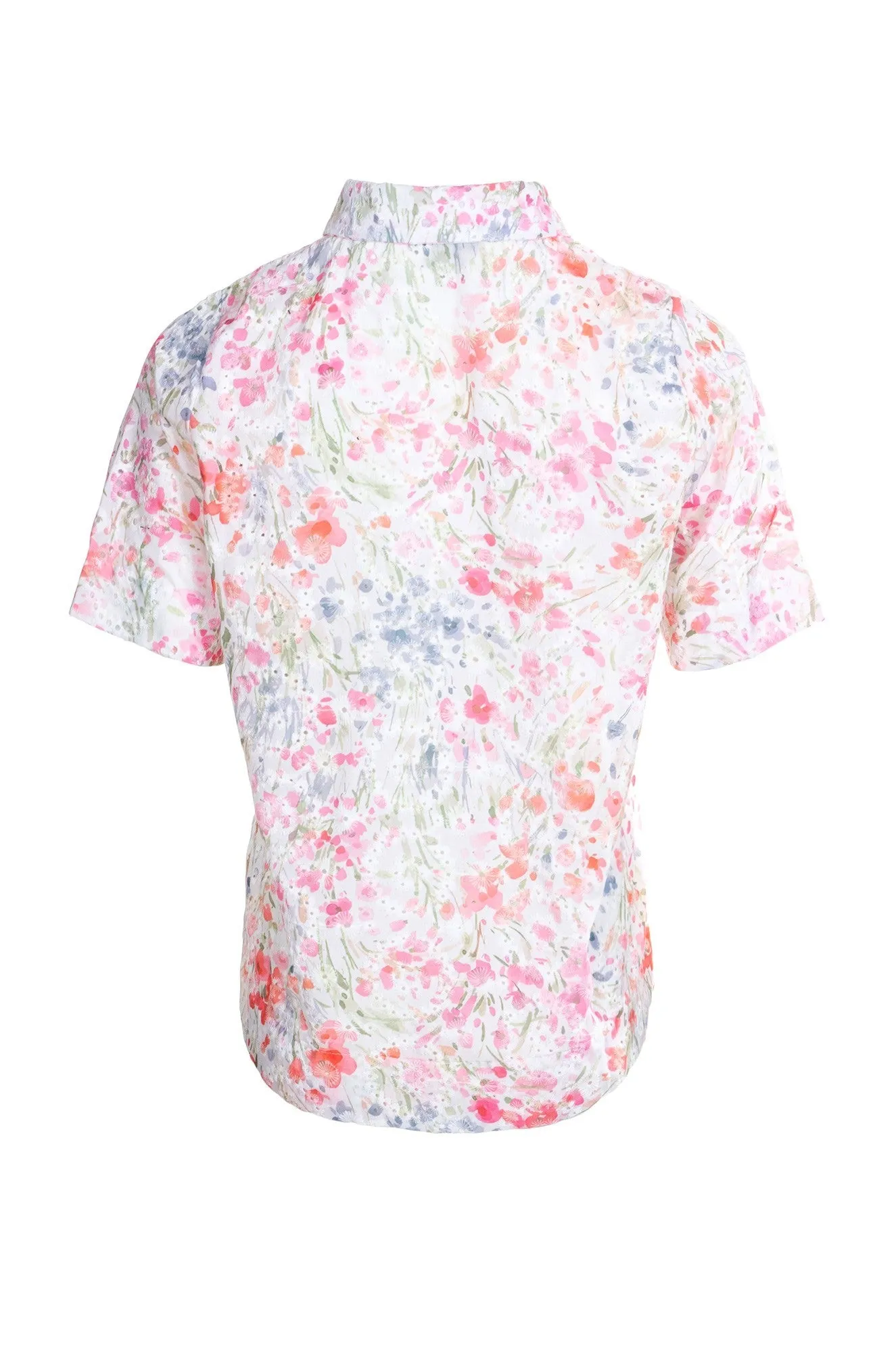 Printed Broderie Anglaise Shirt | PINK WATERCOLOUR | 8401A1