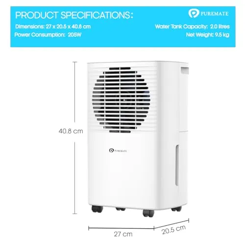 PureMate 10L Portable & Compact Dehumidifier 10 Litre (New)