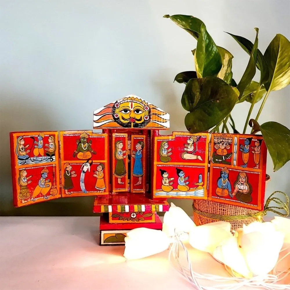 Red Handcrafted Wooden Box of Stories  (M)