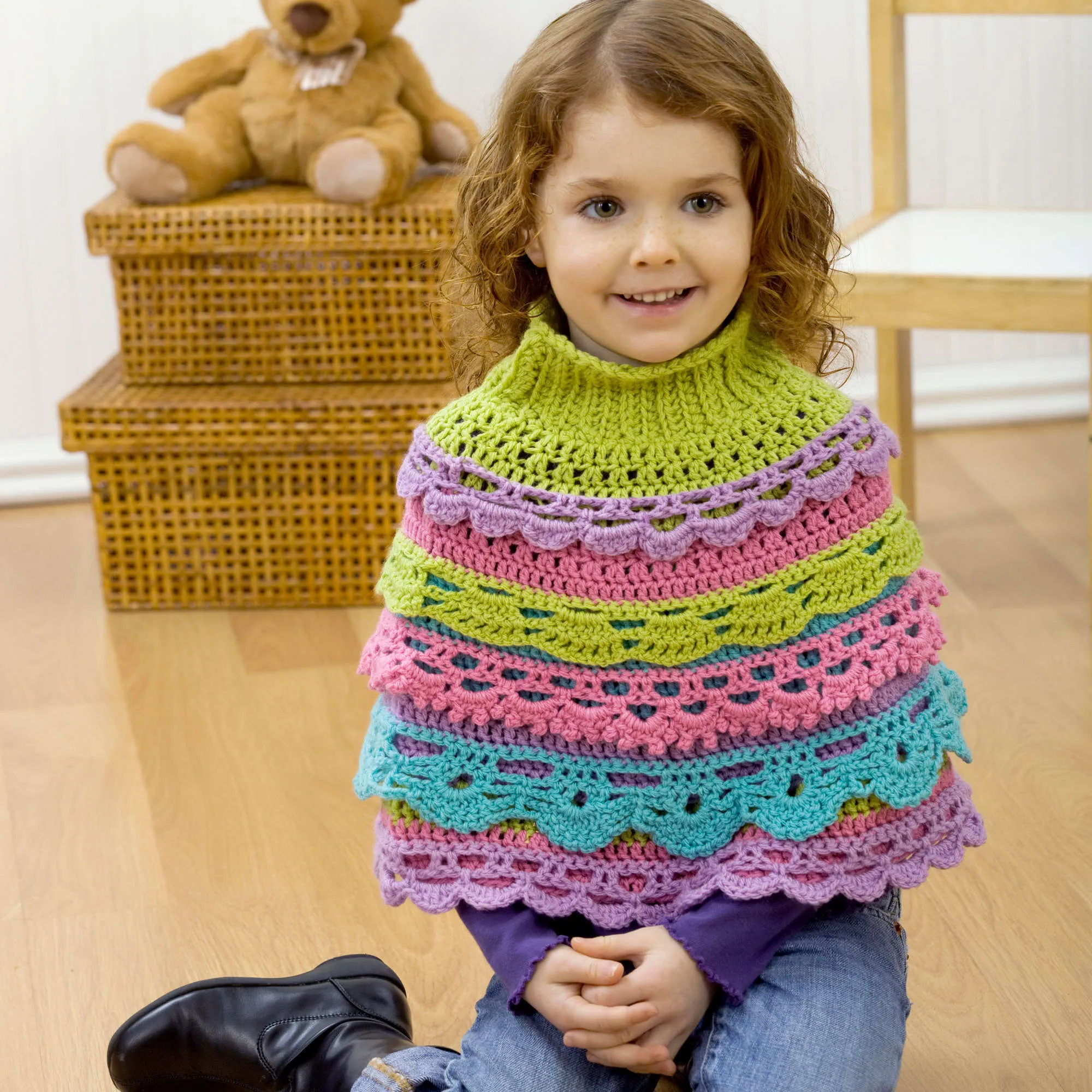 Red Heart Crochet Girl's Ruffle Capelet
