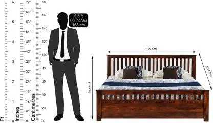 RJ ART Solid Wood King Bed (Finish Color - Dark Honey Finish, Delivery Condition - DIY(Do-It-Yourself))