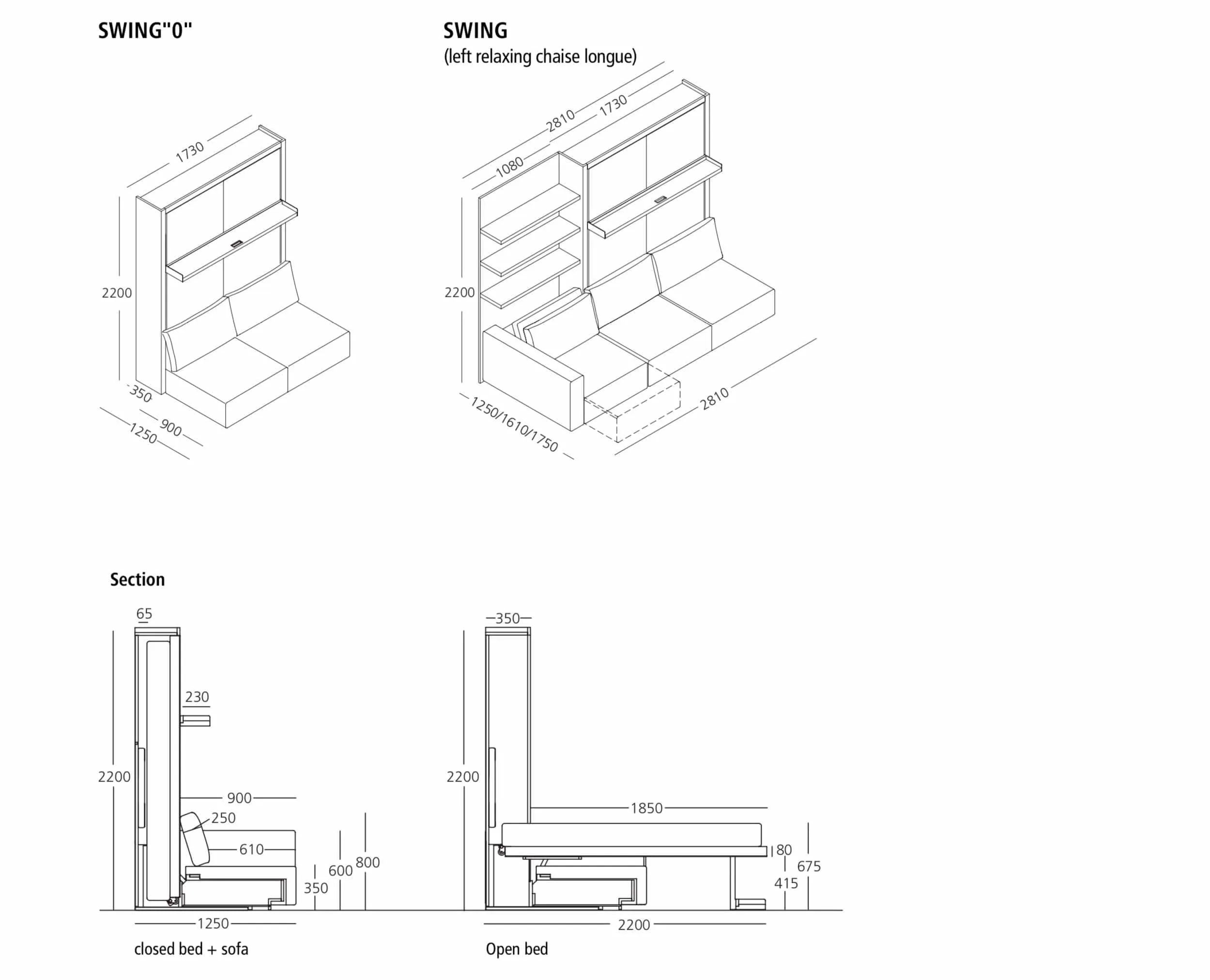 Swing & Swing 0 sofa wall beds
