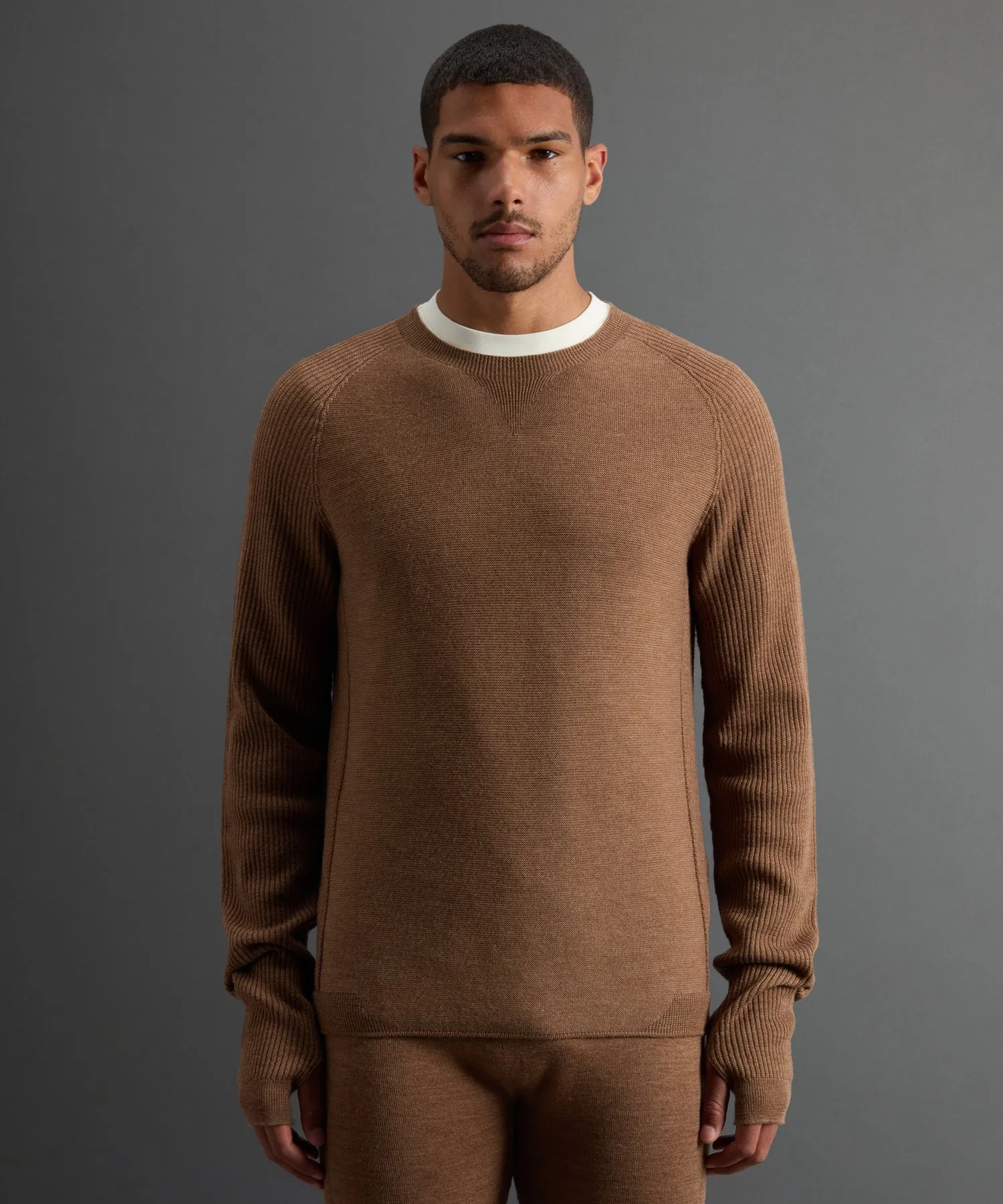 Todd Snyder X Woolrich Technical Merino Crewneck in Camel