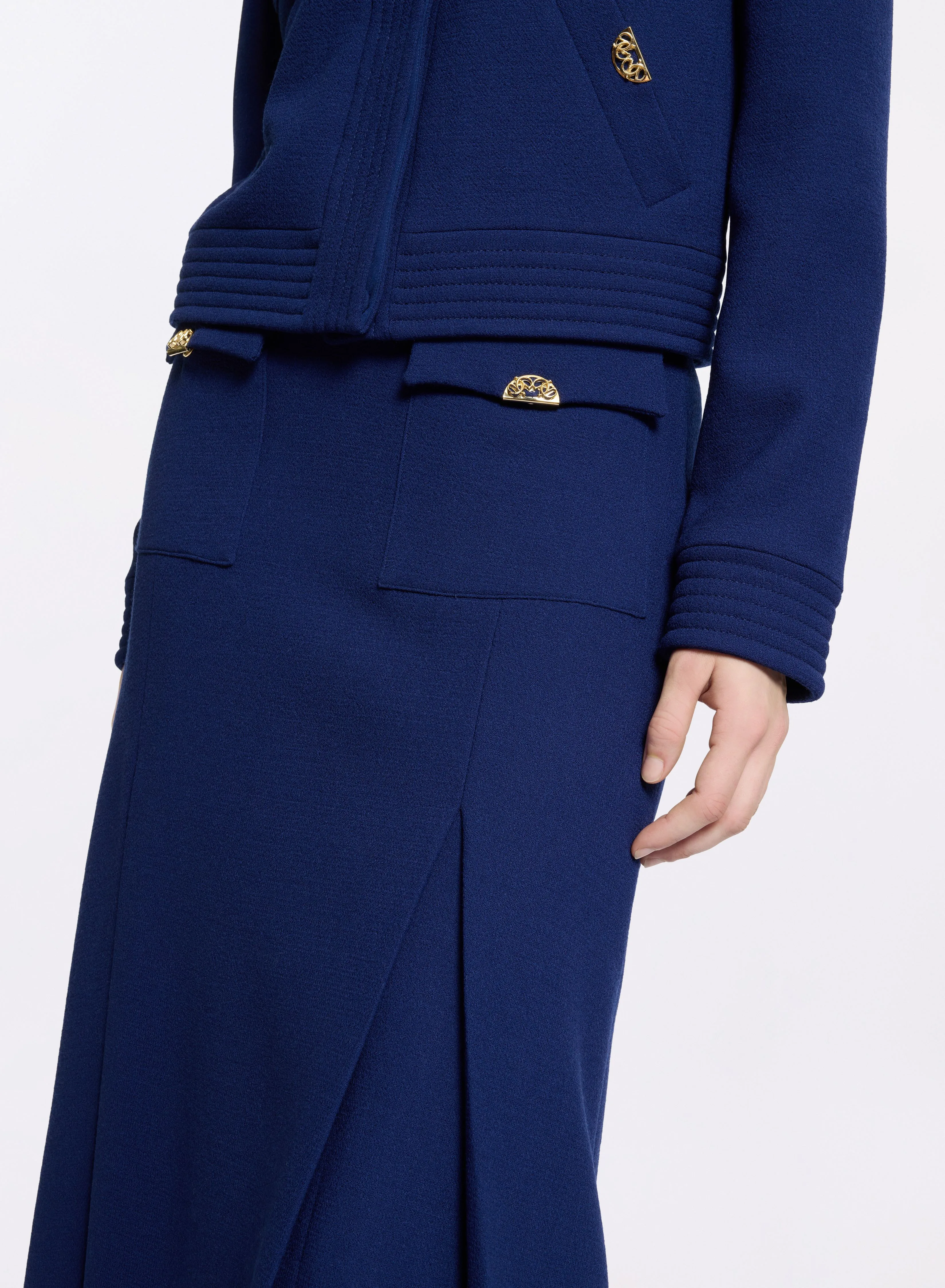 Wool Crepe Midi Skirt